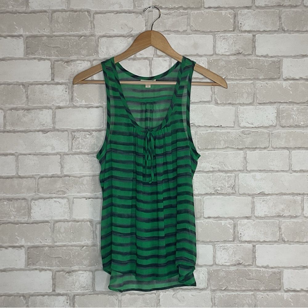 Caslon Emerald Striped Tank Top Size S